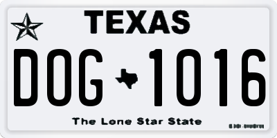 TX license plate DOG1016