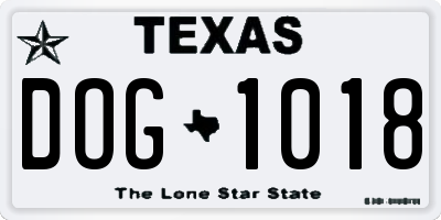 TX license plate DOG1018