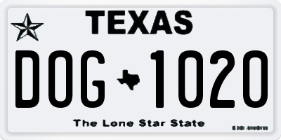 TX license plate DOG1020