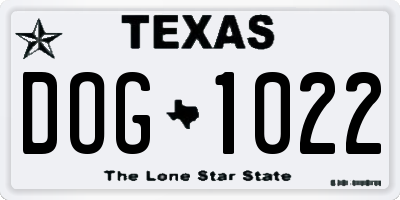TX license plate DOG1022