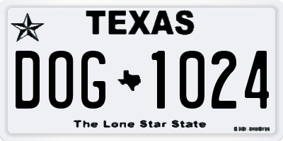 TX license plate DOG1024