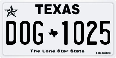 TX license plate DOG1025