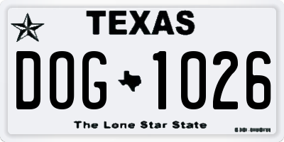 TX license plate DOG1026
