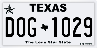 TX license plate DOG1029