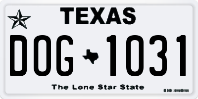 TX license plate DOG1031