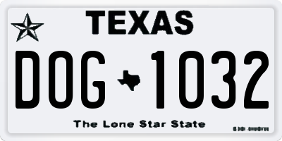 TX license plate DOG1032