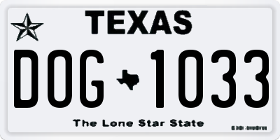 TX license plate DOG1033