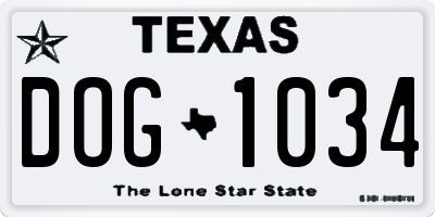 TX license plate DOG1034