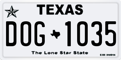 TX license plate DOG1035