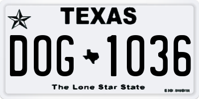 TX license plate DOG1036