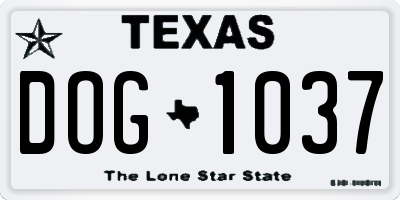 TX license plate DOG1037