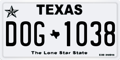 TX license plate DOG1038