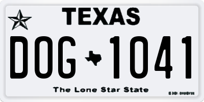 TX license plate DOG1041
