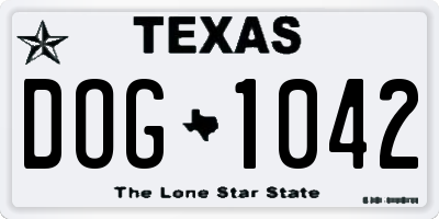 TX license plate DOG1042