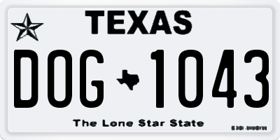 TX license plate DOG1043