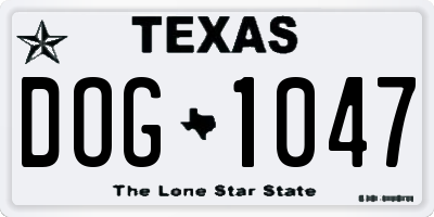 TX license plate DOG1047