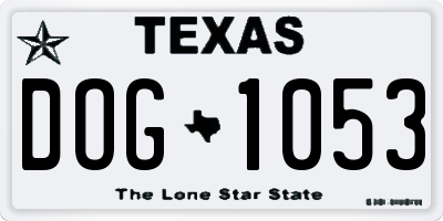 TX license plate DOG1053