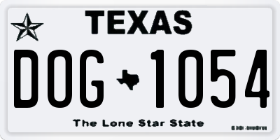 TX license plate DOG1054