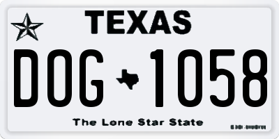 TX license plate DOG1058