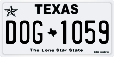 TX license plate DOG1059