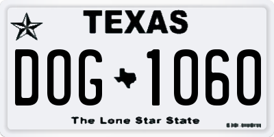 TX license plate DOG1060