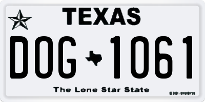 TX license plate DOG1061