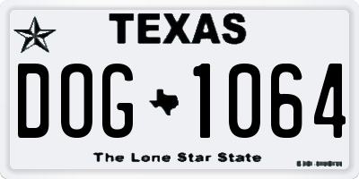 TX license plate DOG1064