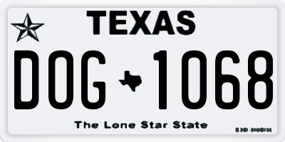 TX license plate DOG1068