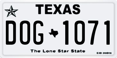 TX license plate DOG1071