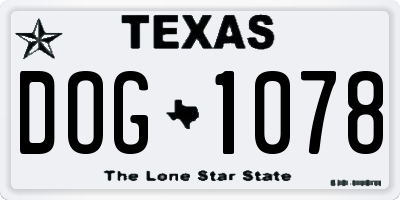 TX license plate DOG1078