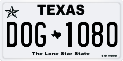 TX license plate DOG1080