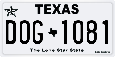 TX license plate DOG1081