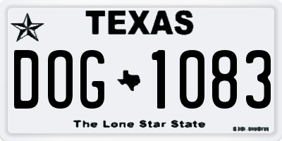 TX license plate DOG1083