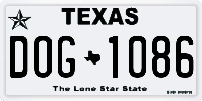 TX license plate DOG1086