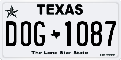 TX license plate DOG1087
