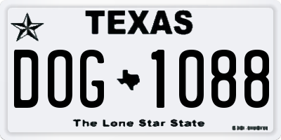 TX license plate DOG1088