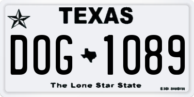 TX license plate DOG1089