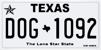TX license plate DOG1092