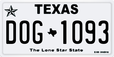 TX license plate DOG1093