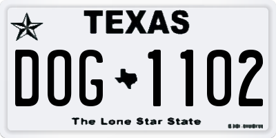 TX license plate DOG1102