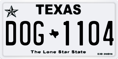 TX license plate DOG1104