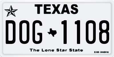 TX license plate DOG1108