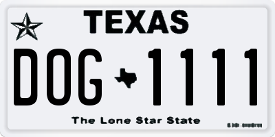 TX license plate DOG1111