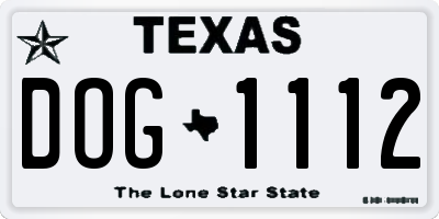 TX license plate DOG1112