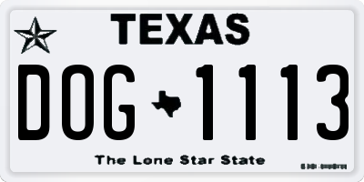 TX license plate DOG1113