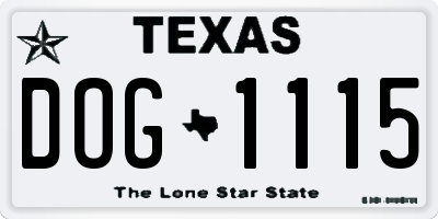 TX license plate DOG1115