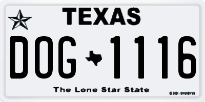 TX license plate DOG1116