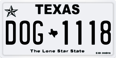 TX license plate DOG1118