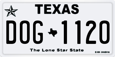 TX license plate DOG1120