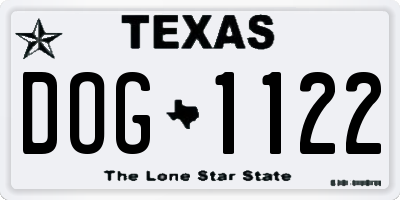 TX license plate DOG1122